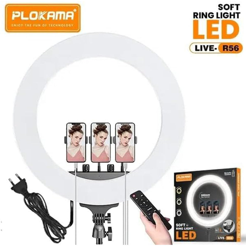 Plokama Live R56 56cm ring light with LCD screen and PJ-8899 stand