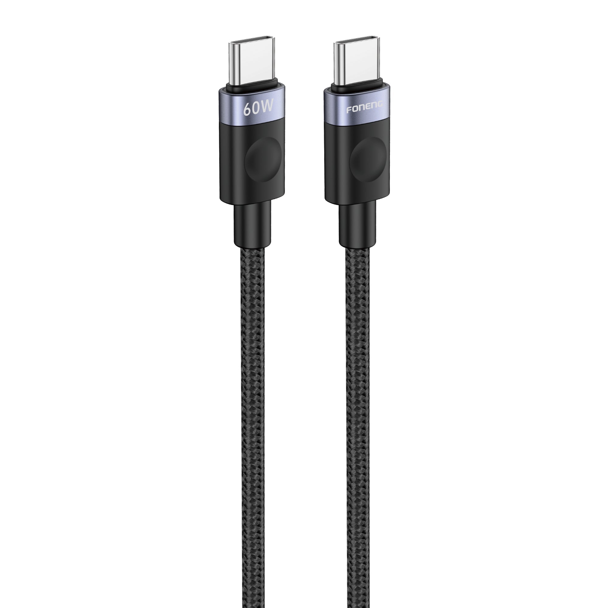 FONENG X115 USB-A to Type-C Braided Cable 1M Black – 18W Fast Charging