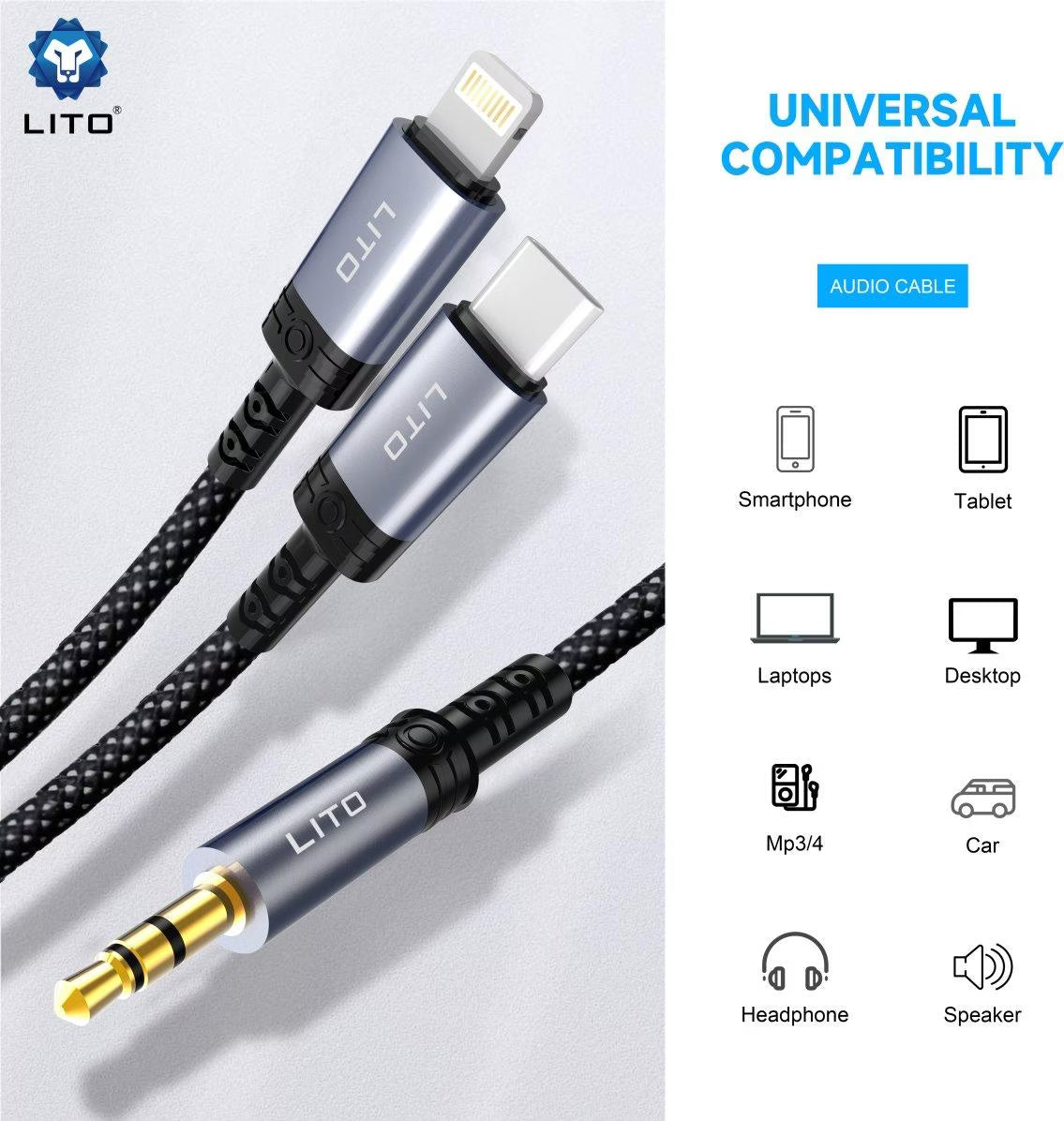 LITO LA01T connector ends USB-C and 3.5mm detail