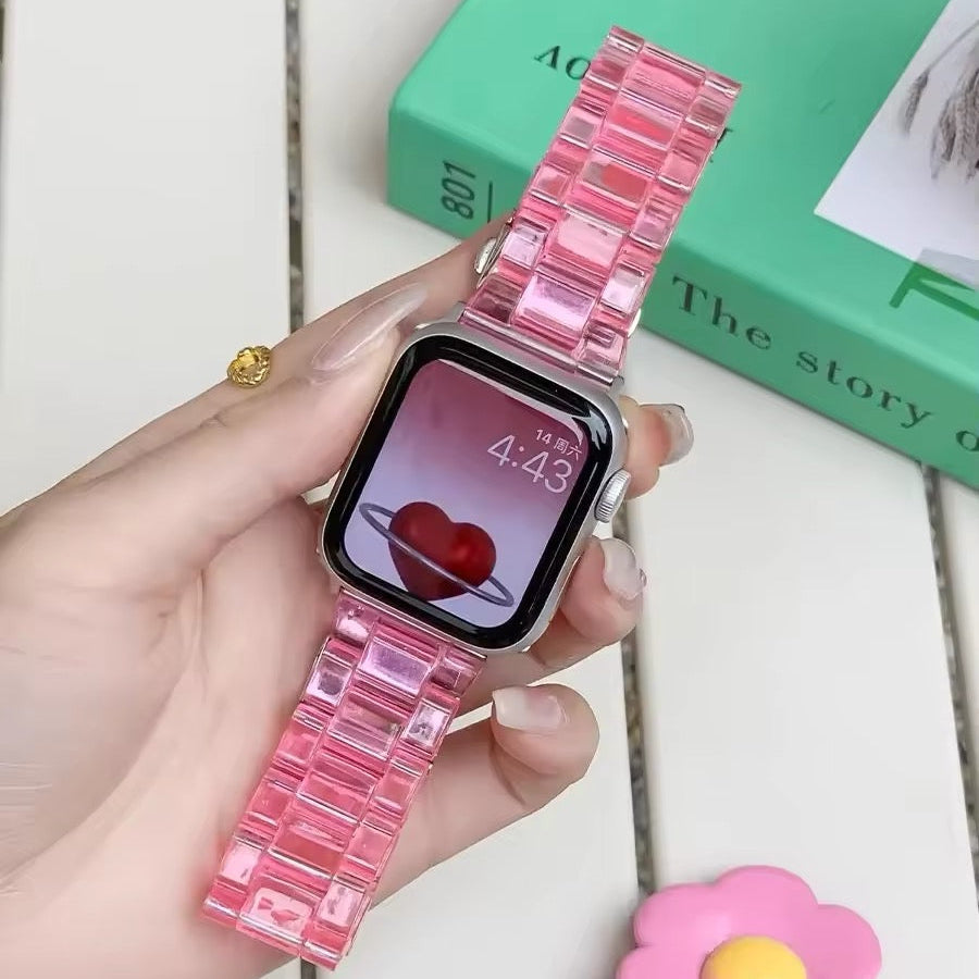 Transparent resin Apple Watch strap bracelet style front view