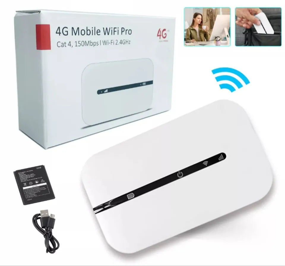 Portable 4G LTE WiFi hotspot mini MiFi router with SIM card.
