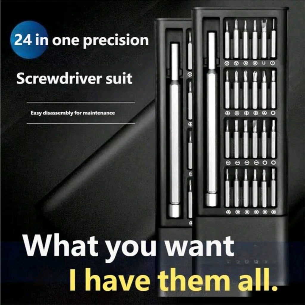 Multi bit repair tool kit with magnetic screwdriver handle and accessories
