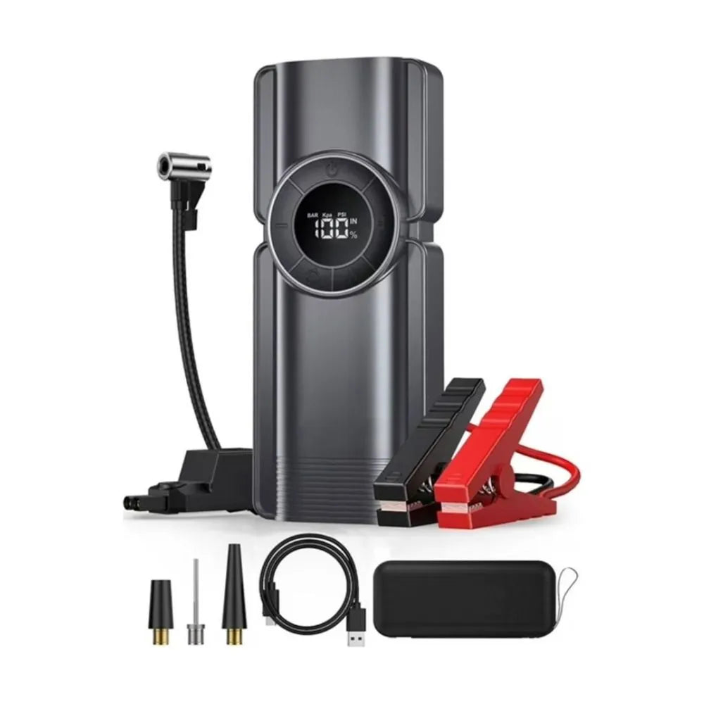 Green Lion portable jump starter with air pump and LED light
