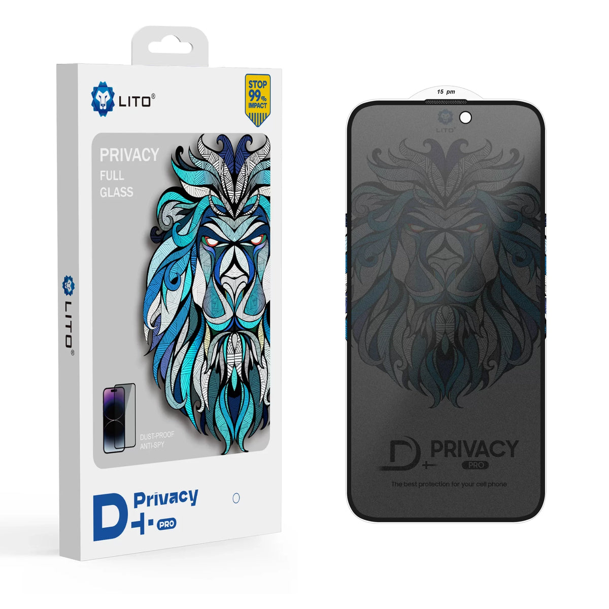 LITO D+ Pro matte privacy tempered glass front view
