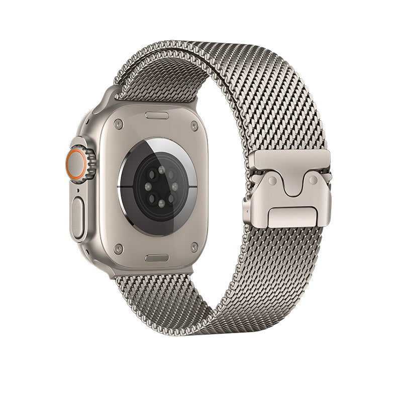 HOCO WA33 stainless steel Apple Watch band silver front view