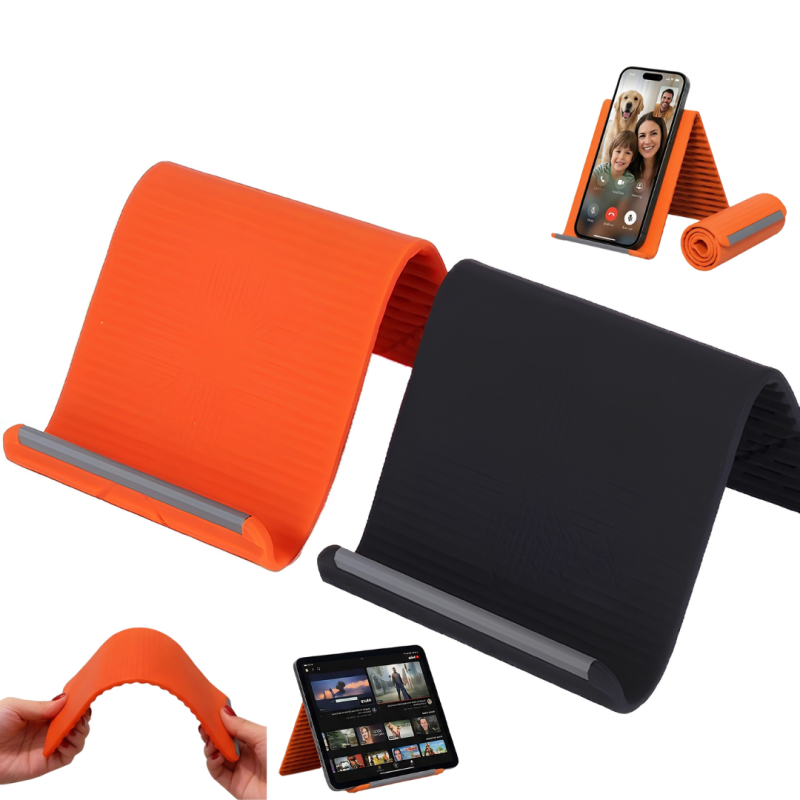 Bendable Silicone Stand in Black and Orange – Phone and iPad