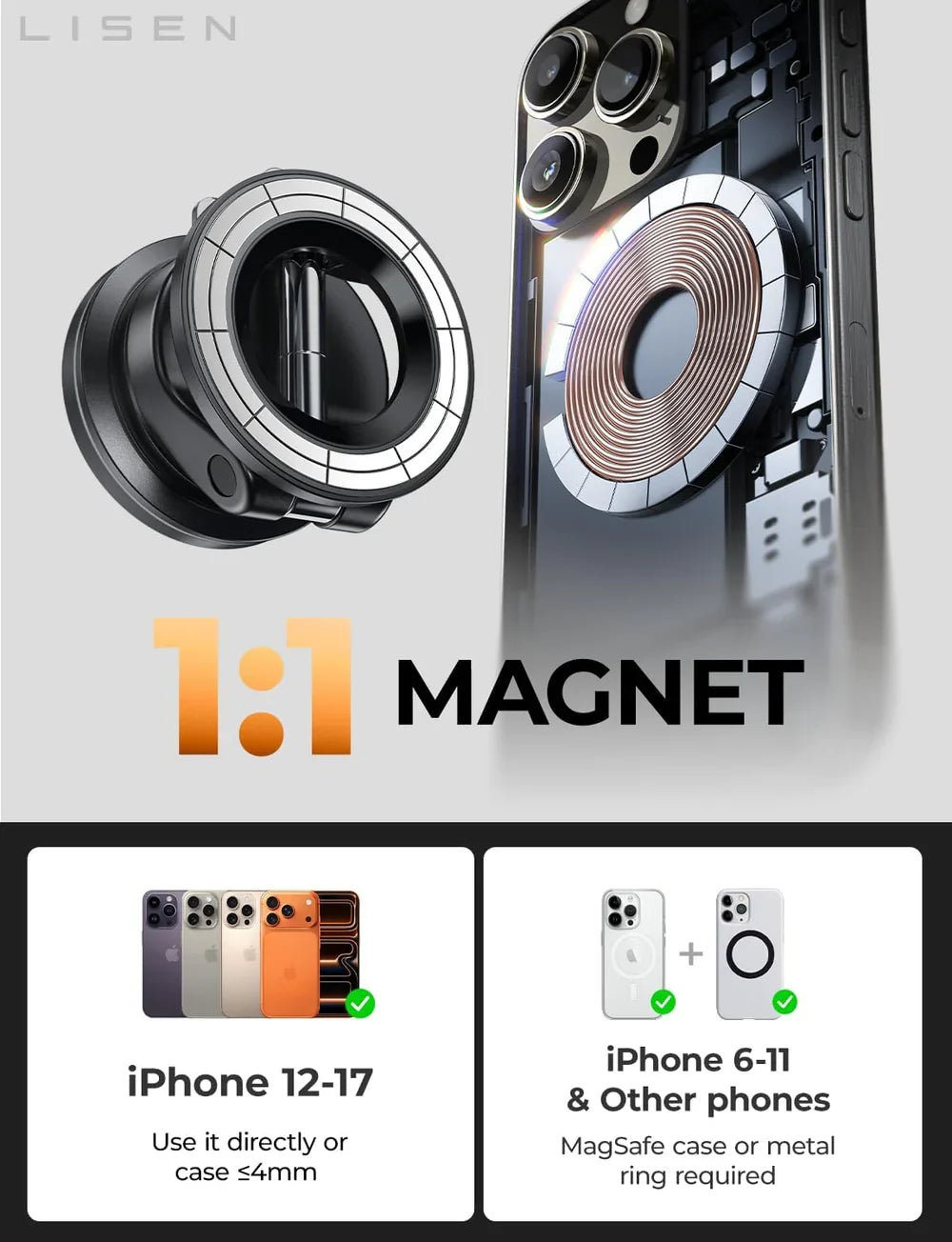 Compact MagSafe dashboard phone holder design