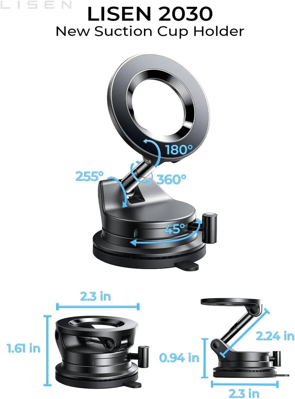 Magnetic Dashboard Phone Holder with 360° Rotation LISEN