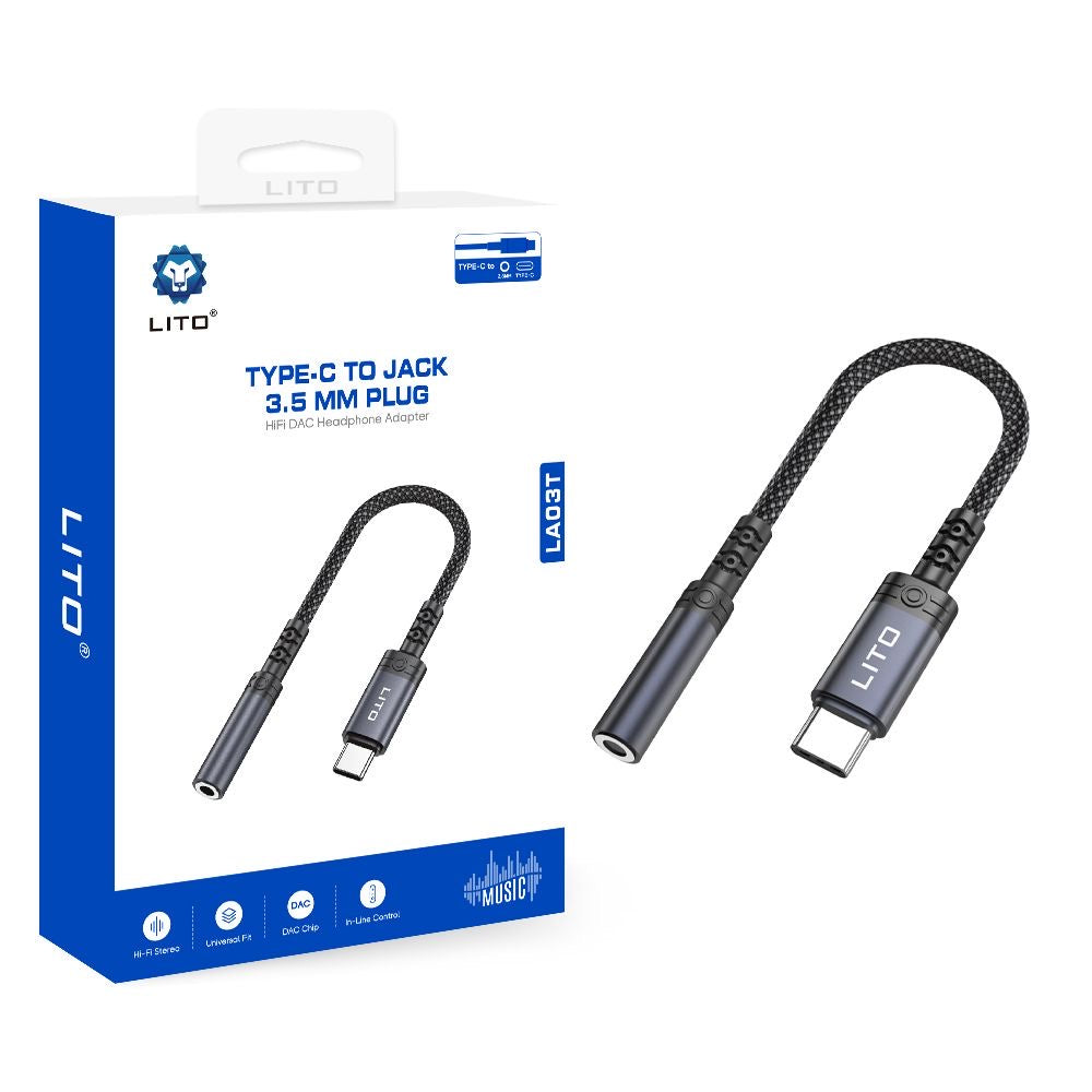 LITO LA03T USB-C to 3.5mm audio adapter front view