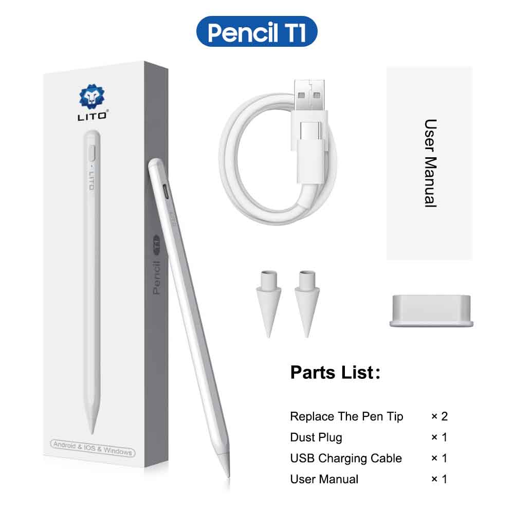 LITO T1 Metallic Stylus Pen | Palm Rejection | Type-C Fast Charging | Multi-OS Compatible