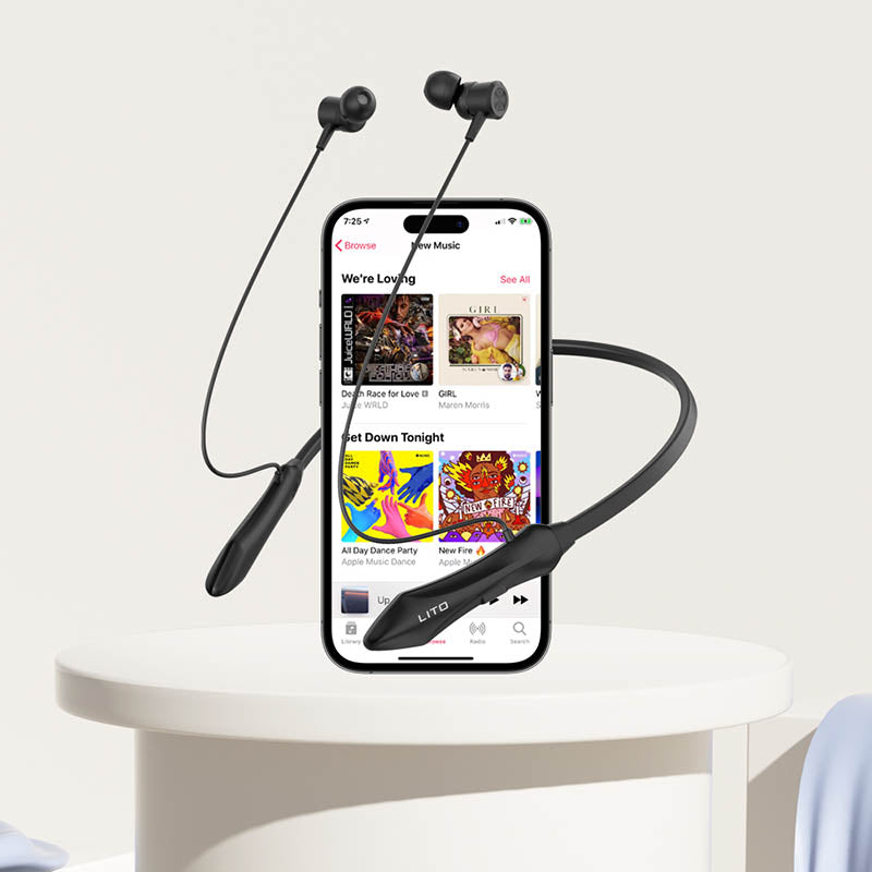 LITO LT-135 neckband earphones in-ear buds detail