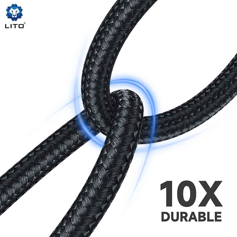 LITO LD12 crystal connector close-up nylon braid