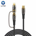 LITO LD12 2-in-1 crystal cable USB-C and Lightning connectors