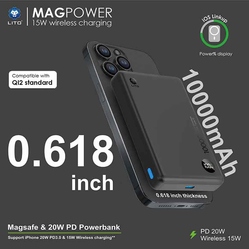 LITO LP08 Power Bank – Slim Profile Side View