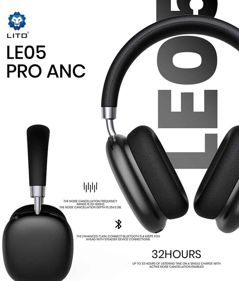 Cushioned ear cups for comfort on LE05 PRO ANC headphones
