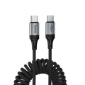 Hoco X121 Nuevo USB-C to USB-C cable 1.5m in black with spring braided design, full length view
