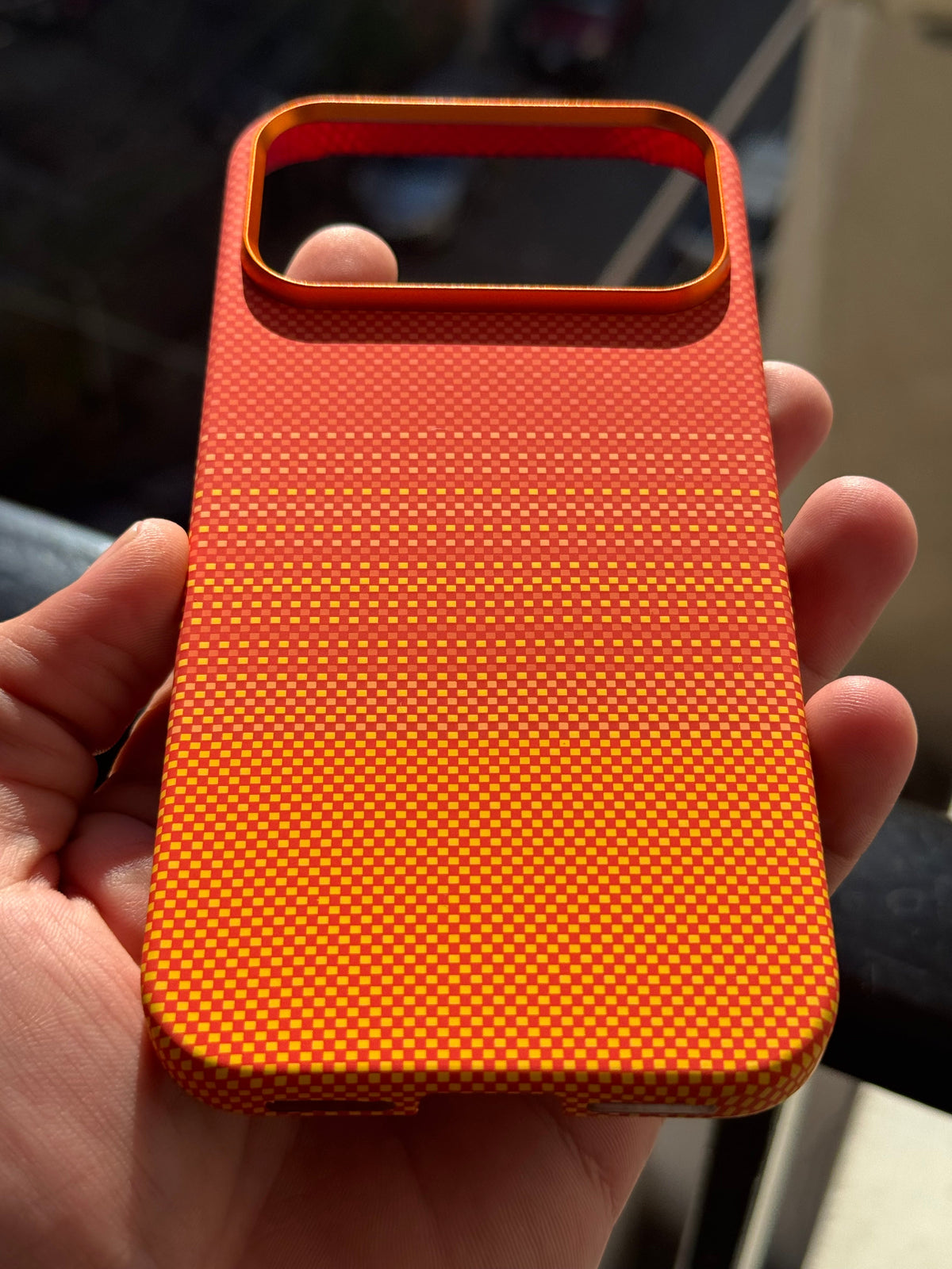 Orange Knit MagSafe Case for iPhone – Stylish Slim Protection