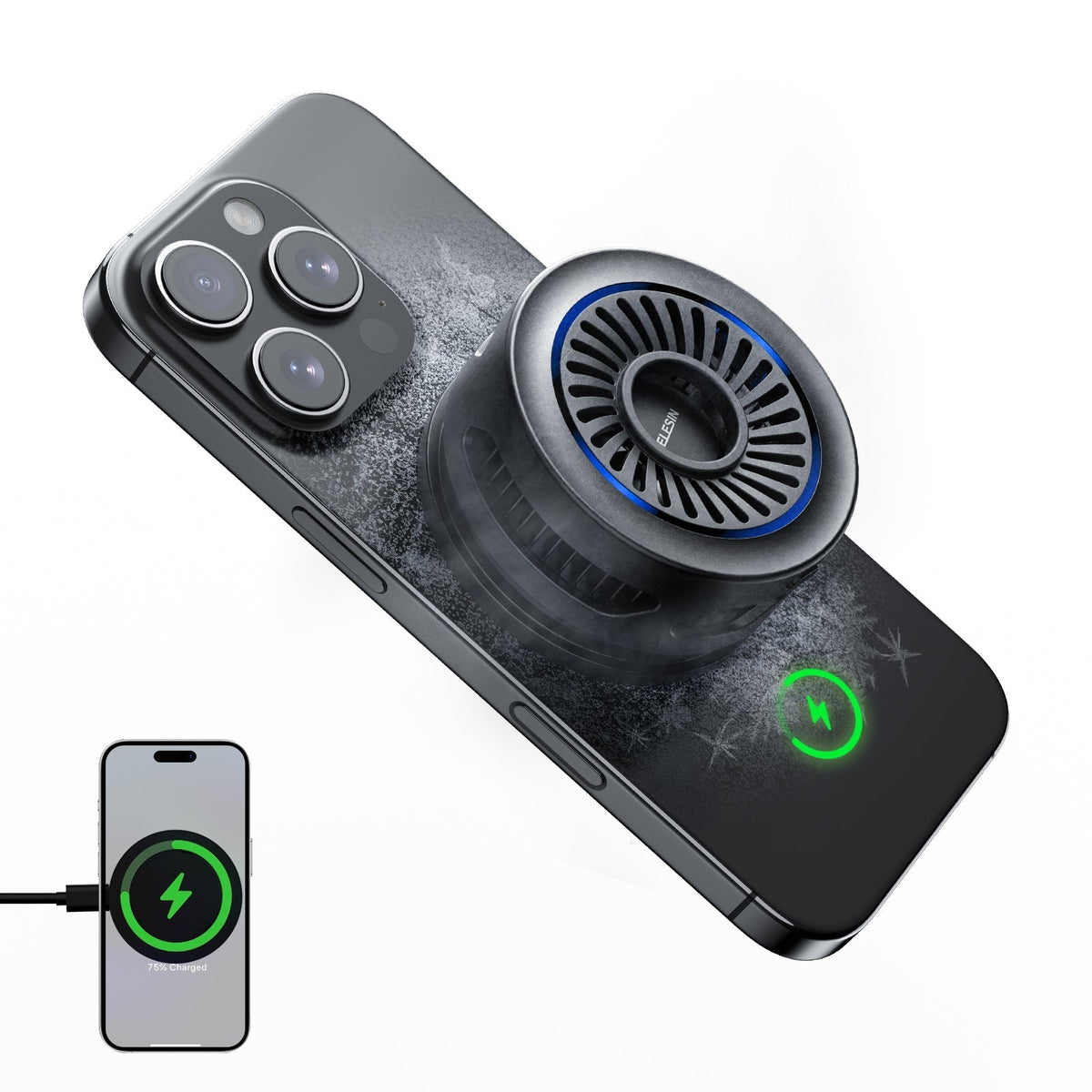 TELESIN Magnetic Phone Cooler on phone