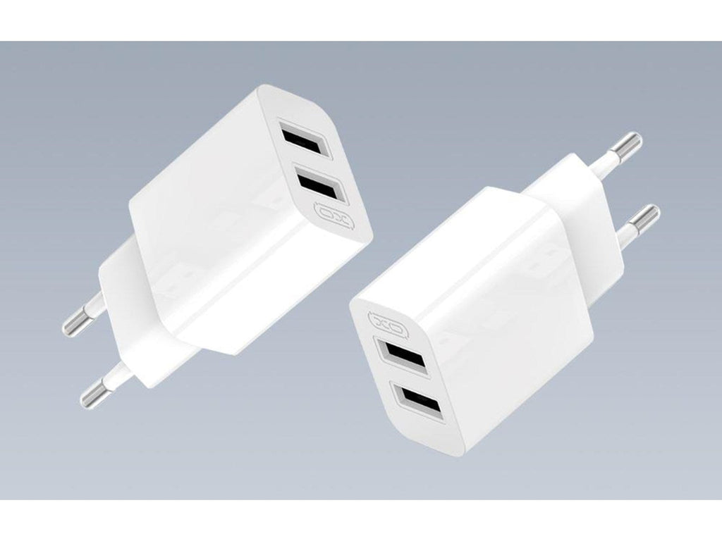 XO L109 Wall Charger | EU Plug | Dual USB-A Ports + Type-C Cable | 2.4A Fast Charging