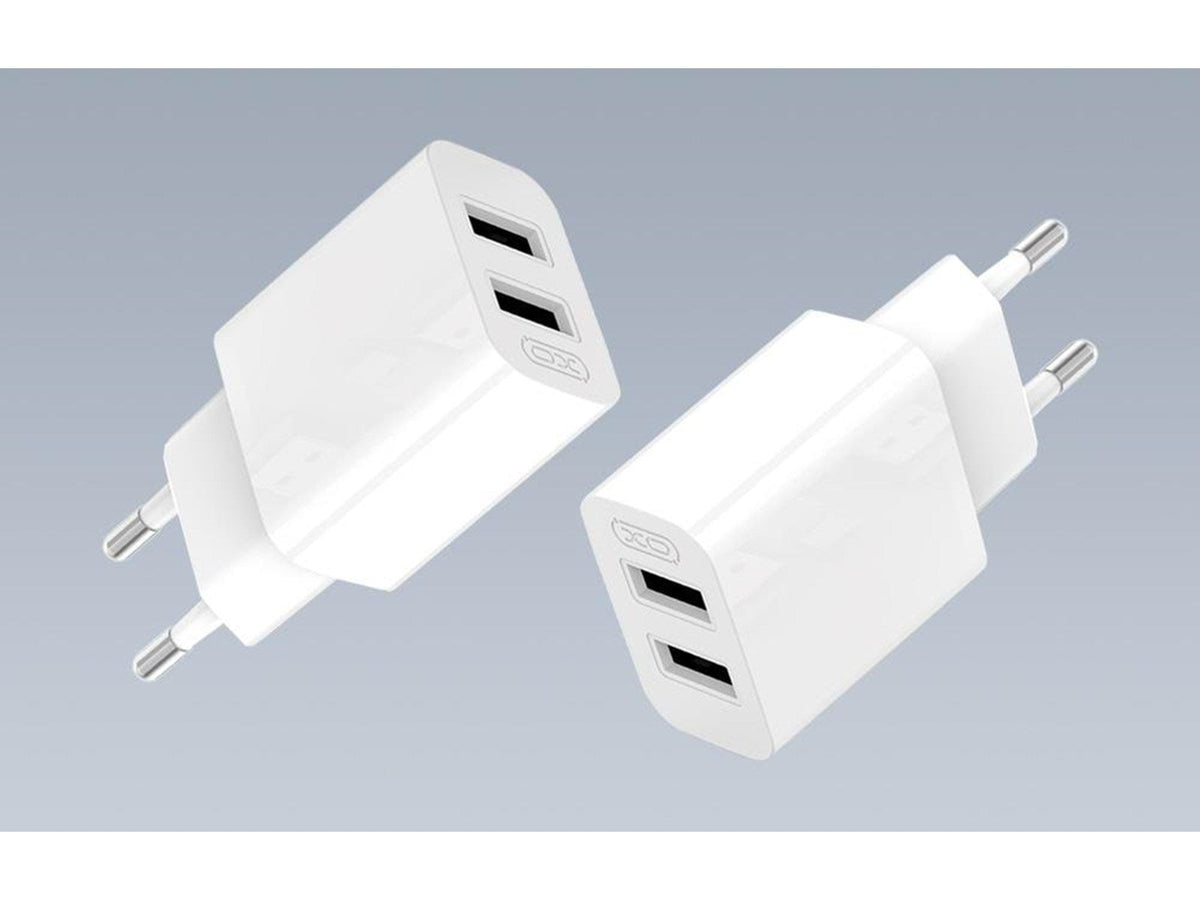XO L109 Wall Charger | EU Plug | Dual USB-A Ports + Type-C Cable | 2.4A Fast Charging