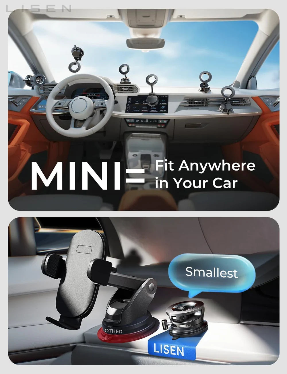 Magnetic Dashboard Phone Holder with 360° Rotation LISEN