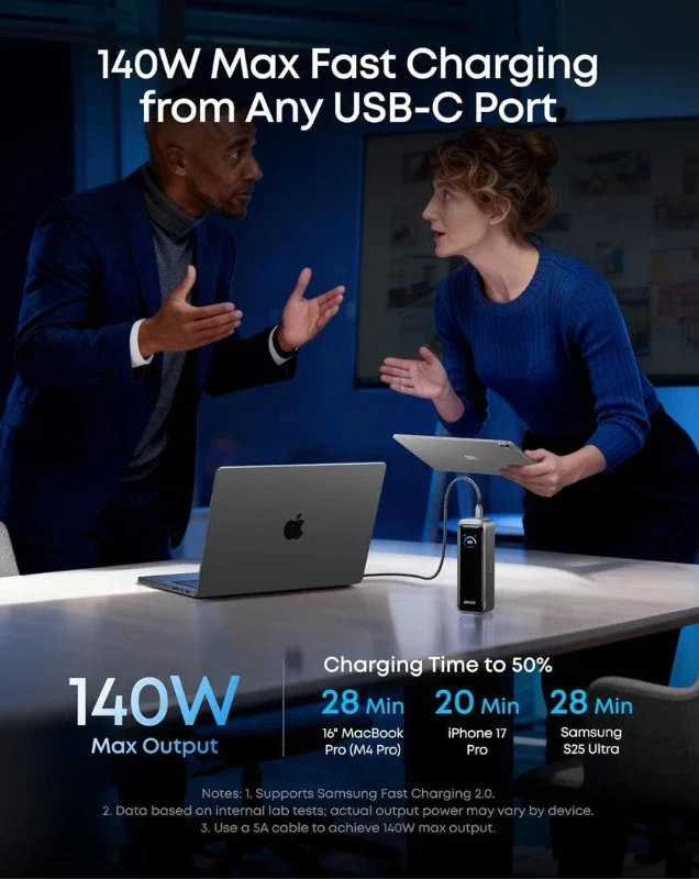 Premium Anker 20K power bank with ultra-fast charging support
