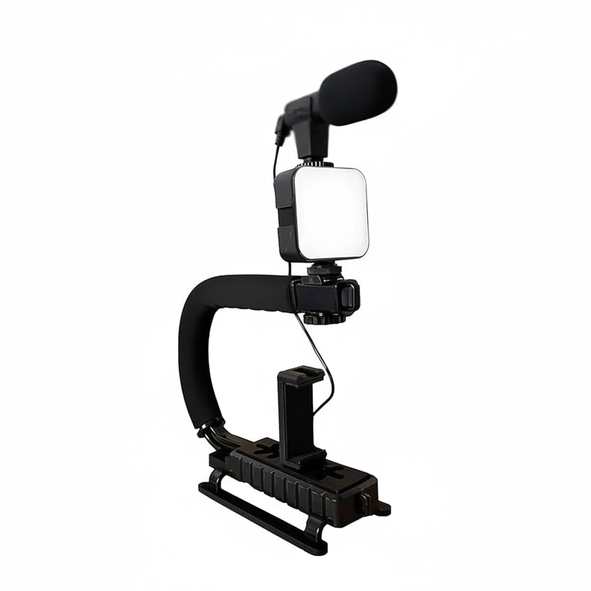 Plokama PK-777 smartphone video rig kit with LED light and microphone
