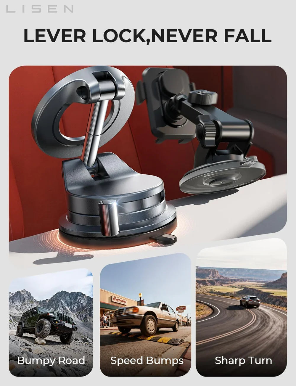 Magnetic Dashboard Phone Holder with 360° Rotation LISEN