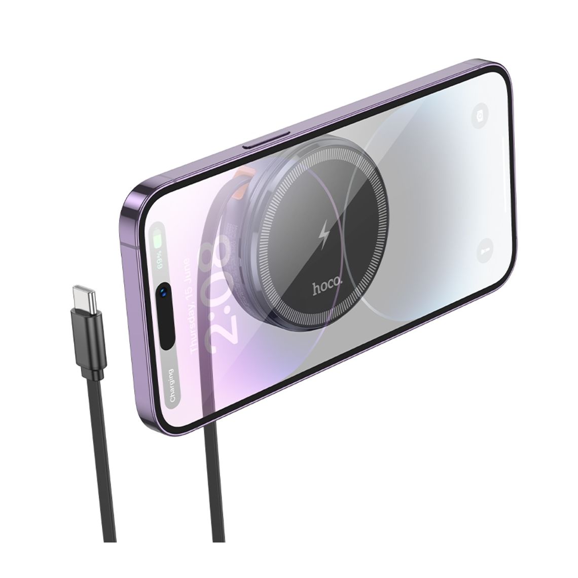 HOCO CQ18 MagSafe compatible wireless charger for travel and desk use