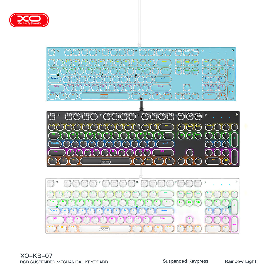 XO KB07 RGB mechanical keyboard front view floating keycap