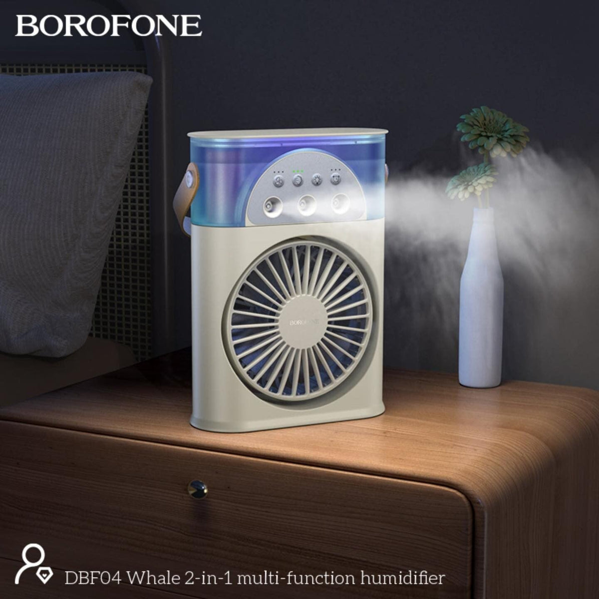Desktop rechargeable fan with water mist function
