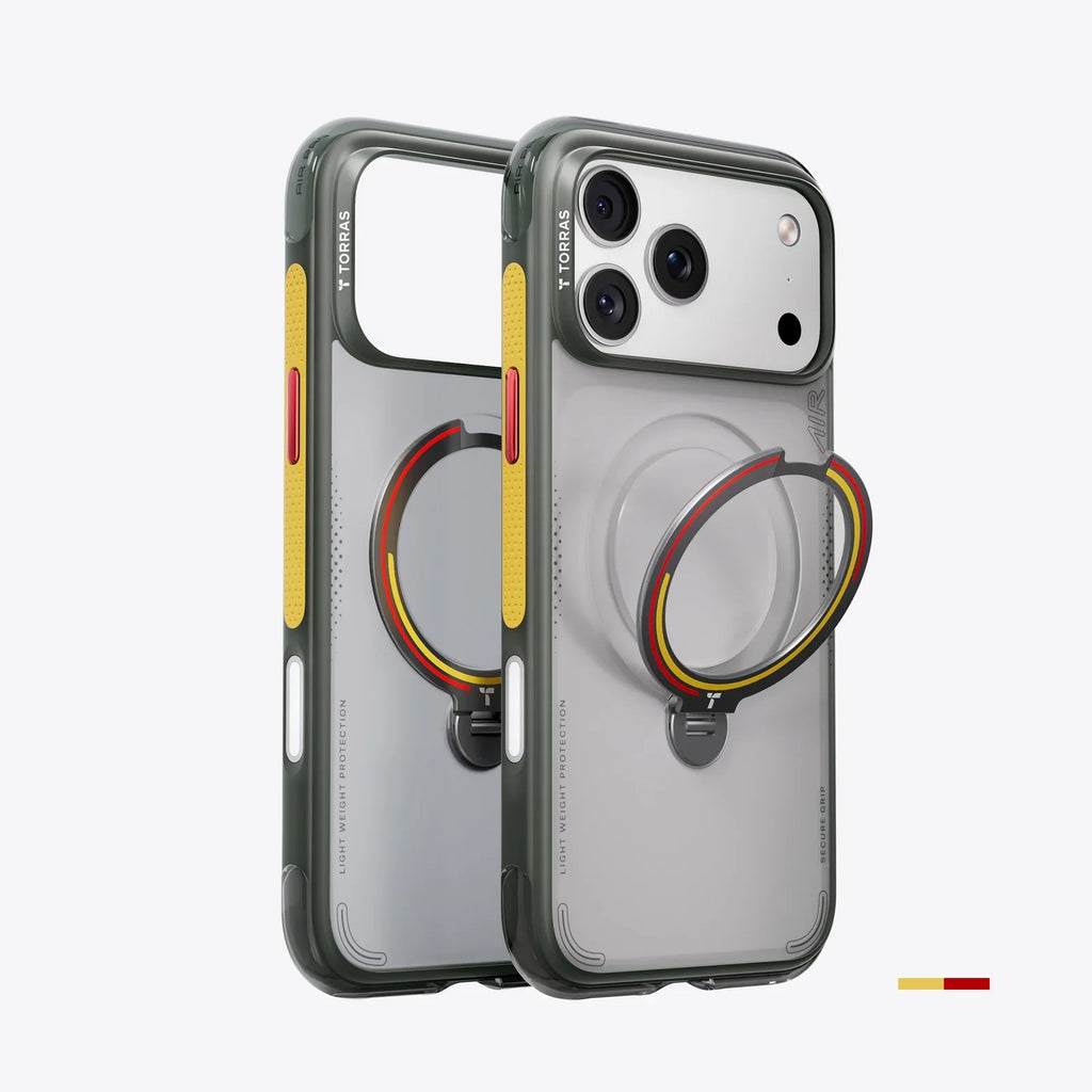 TORRAS Ostand Q3 Air Football Limited case for iPhone 17 Pro Max with 360° rotating stand.
