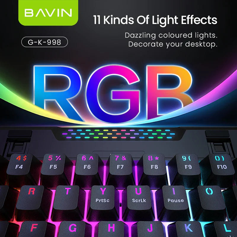 BAVIN G-K-998 RGB 63-Key Mechanical Gaming Keyboard w/ Wired Connection