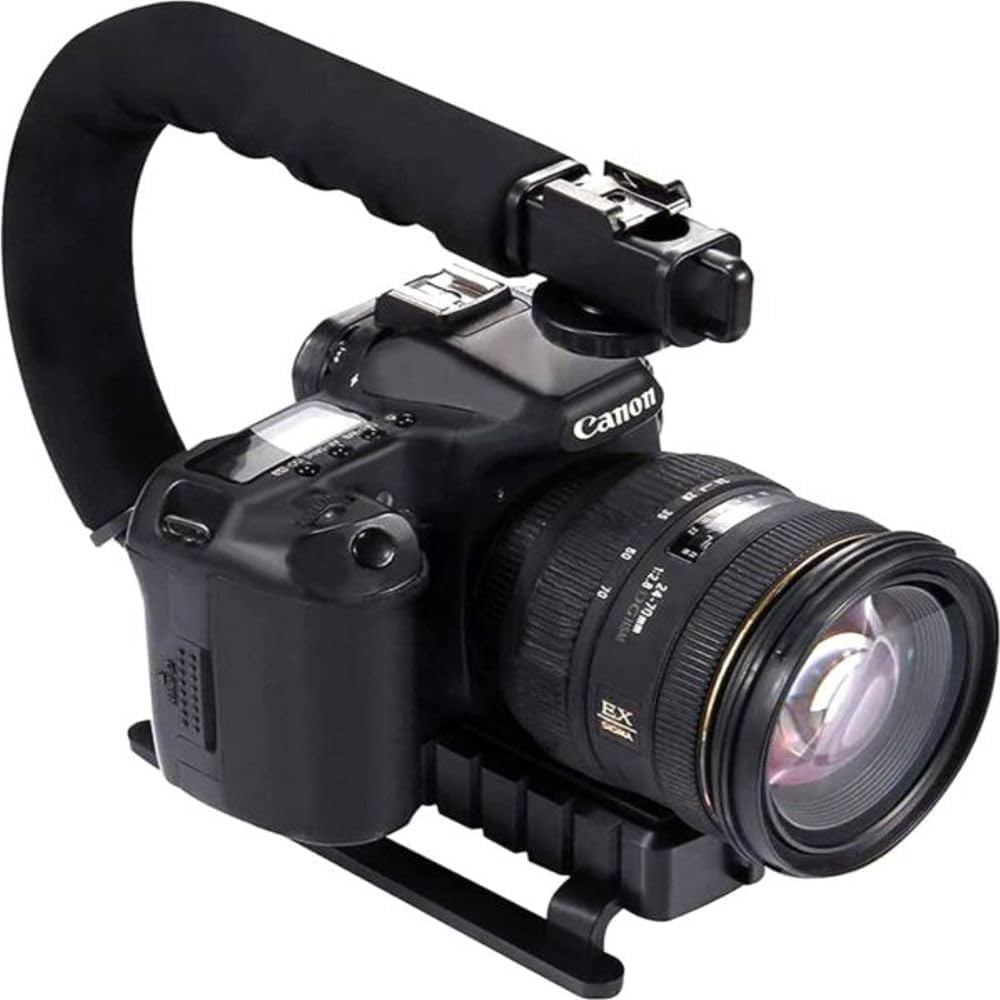 smartphone filming rig with cardioid mic and LED light setup
