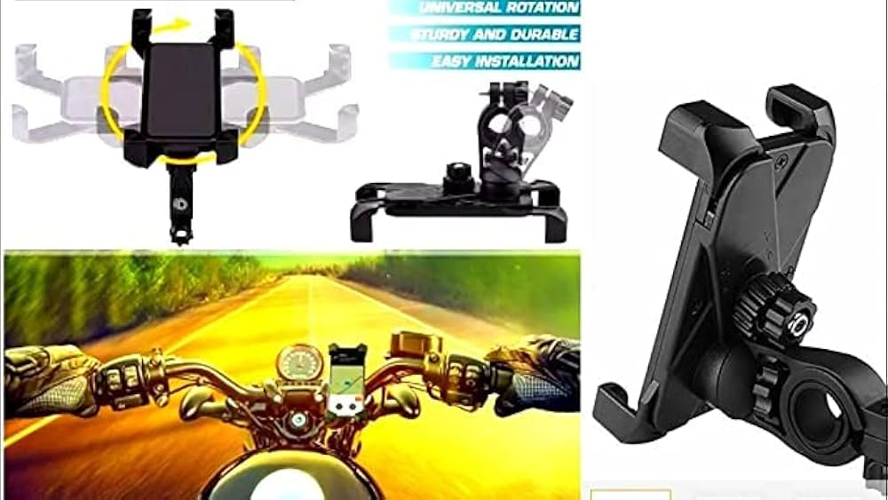 360° rotating motorcycle bicycle phone mount front view