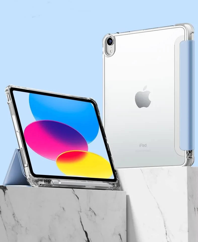 iPad protective flip cover with transparent design