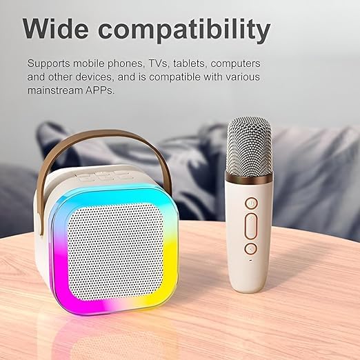 K12 Mini Karaoke Speaker – Portable Bluetooth Speaker with Wireless Microphone