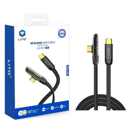 LITO LD11 90° elbow flat braided cable front view