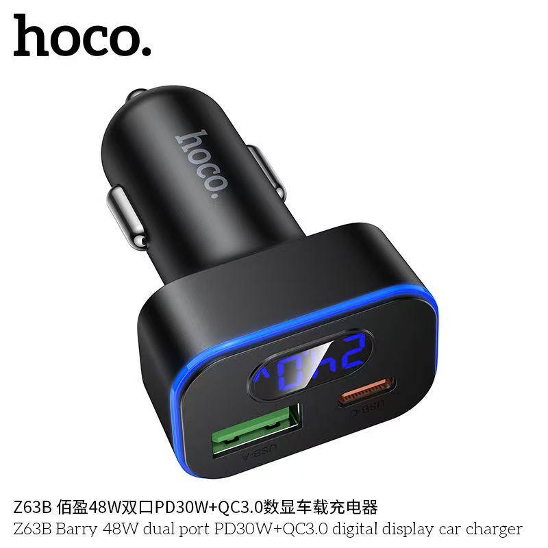 HOCO Z63B USB-C and USB-A car charging adapter