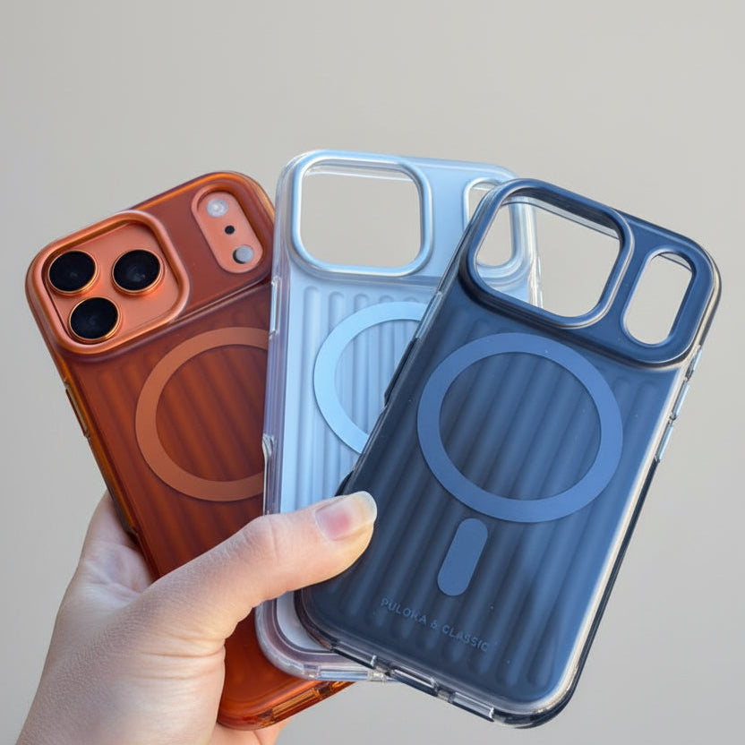 Puloke Rimowa Bumper Case iPhone 17 Pro – Silver Grooved Design