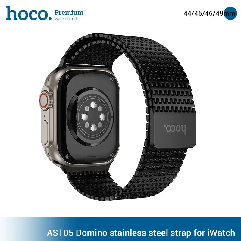 HOCO AS105 stainless steel Apple Watch band silver front view