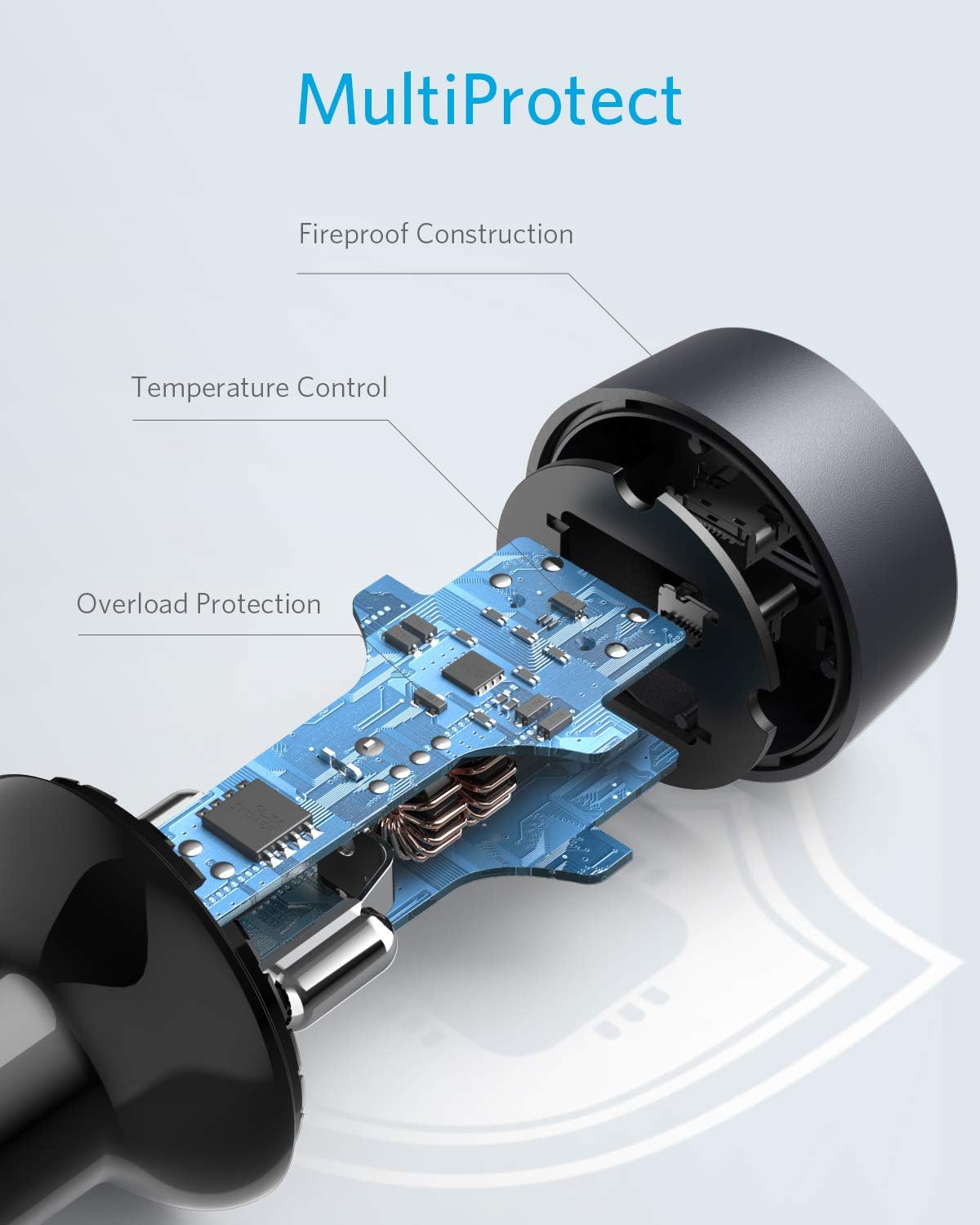 Anker 40W Car Charger in 12V Socket – Blue LED Indicator