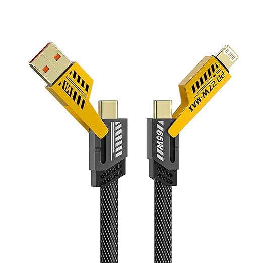 4-in-1 USB-C 65W flat braided cable front view