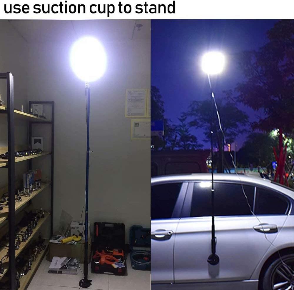 CONPEX portable COB LED light with 4.5M telescopic rod for fishing and garden use