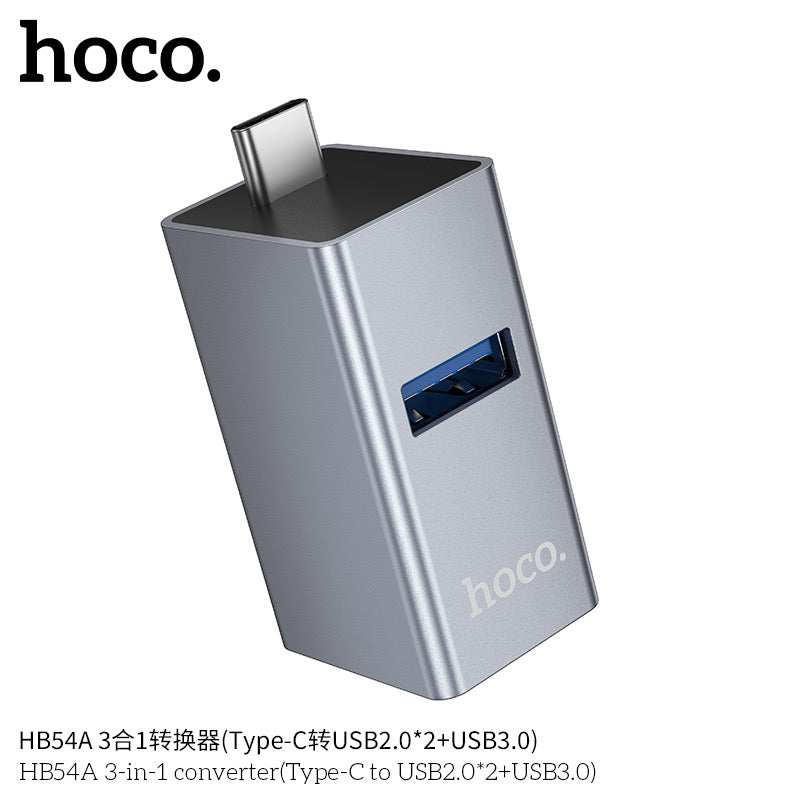 HOCO HB54A 3-in-1 USB-C hub with USB 3.0 and USB 2.0 ports
