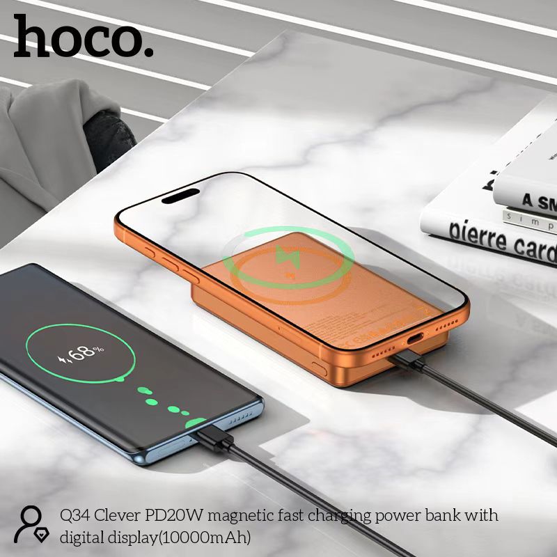 HOCO Q34 Power Bank – White Color Front View