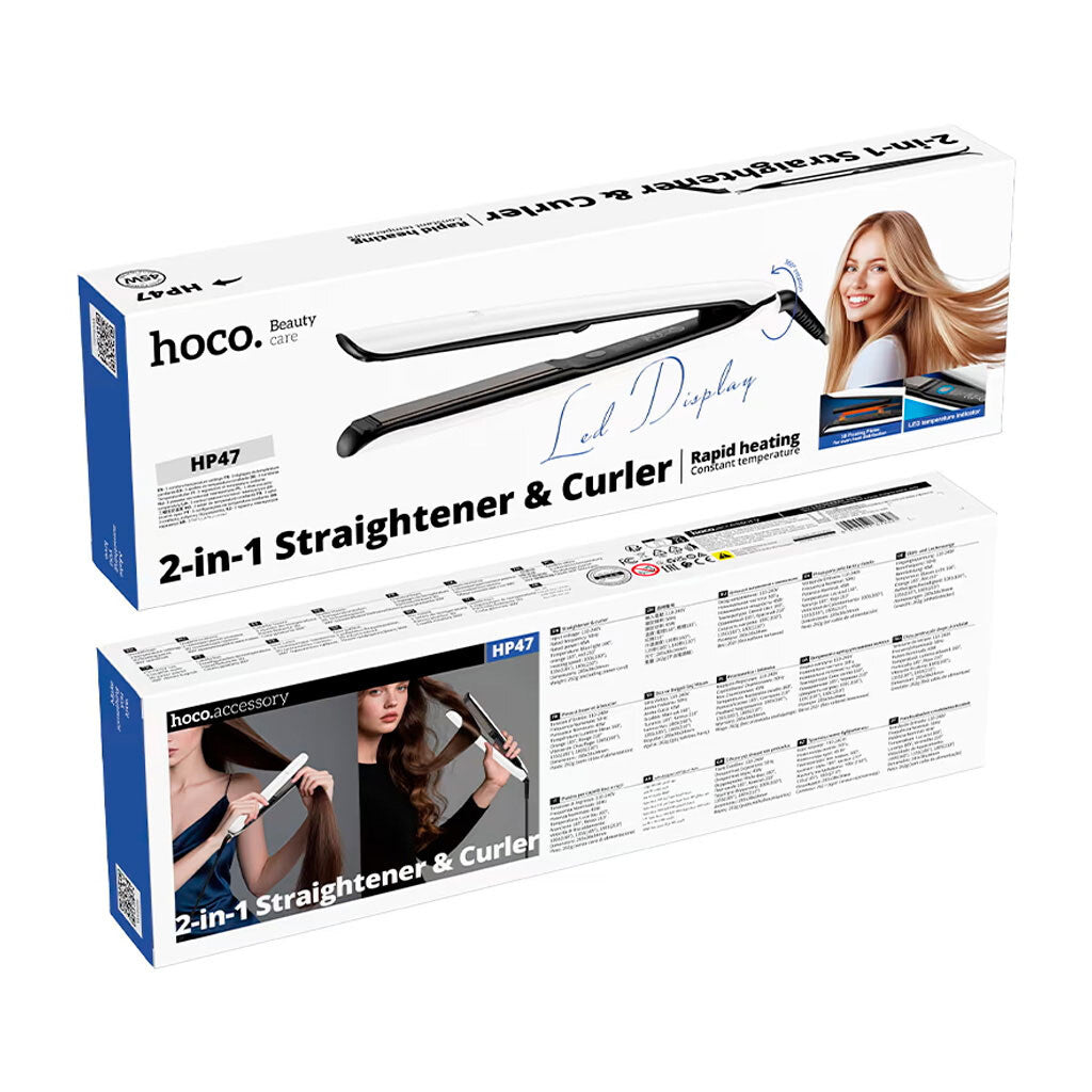 HOCO HP47 2 in 1 hair straightener and curler design
