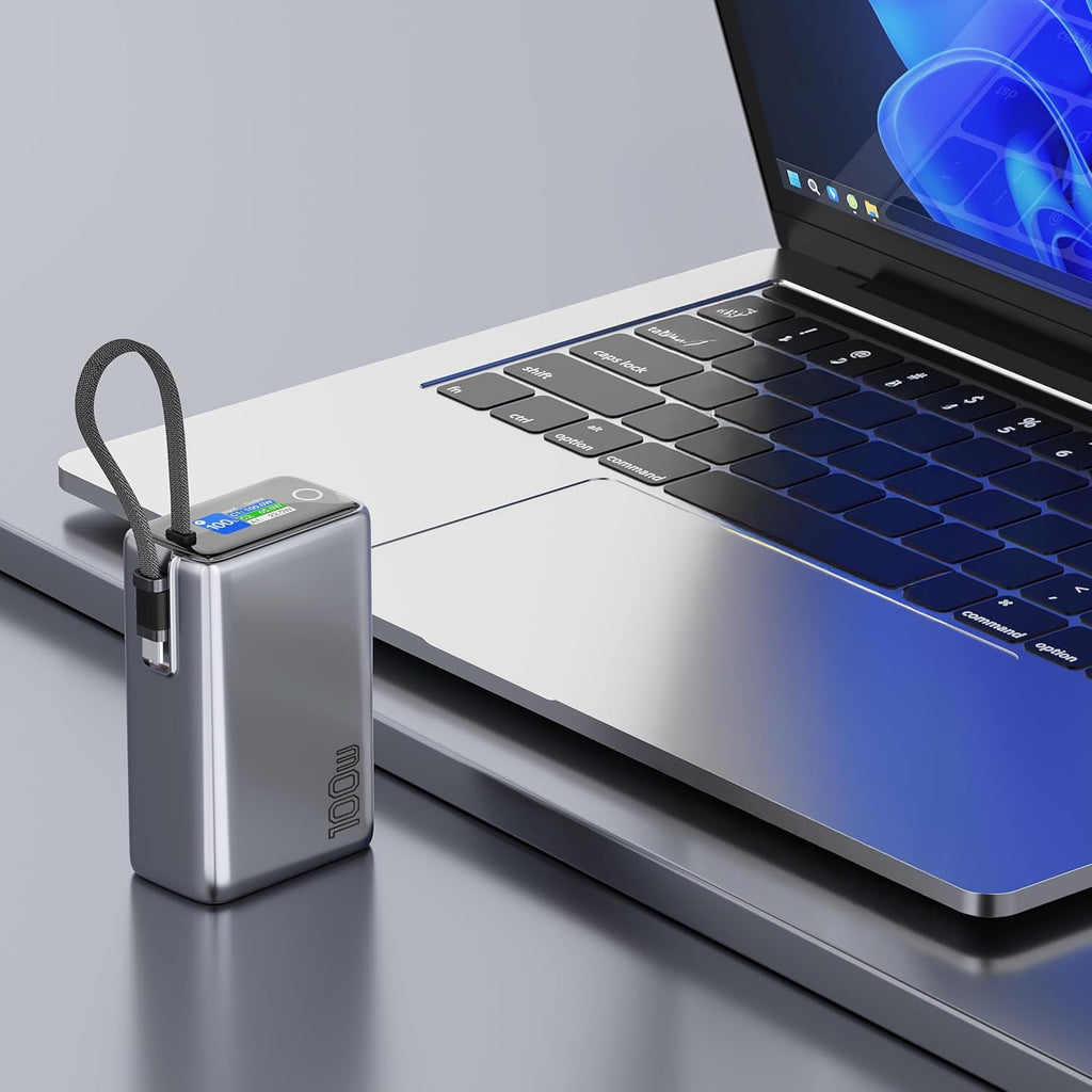 Power Bank 25000mAh, PD 100W, Built-in 100W Braided USB-C Cable Green Lion Tron X