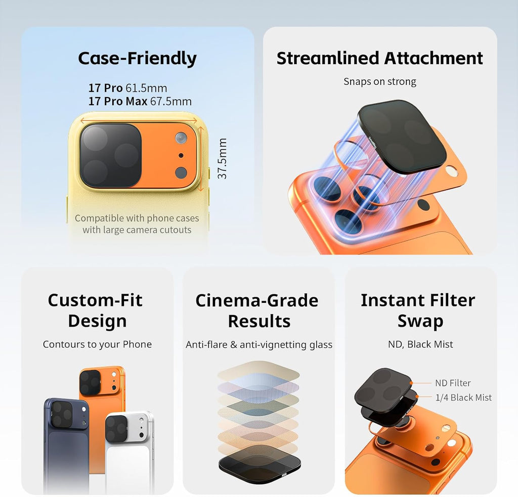 Magnetic Lens Filters with Base Mount For iPhone 17 Pro Series