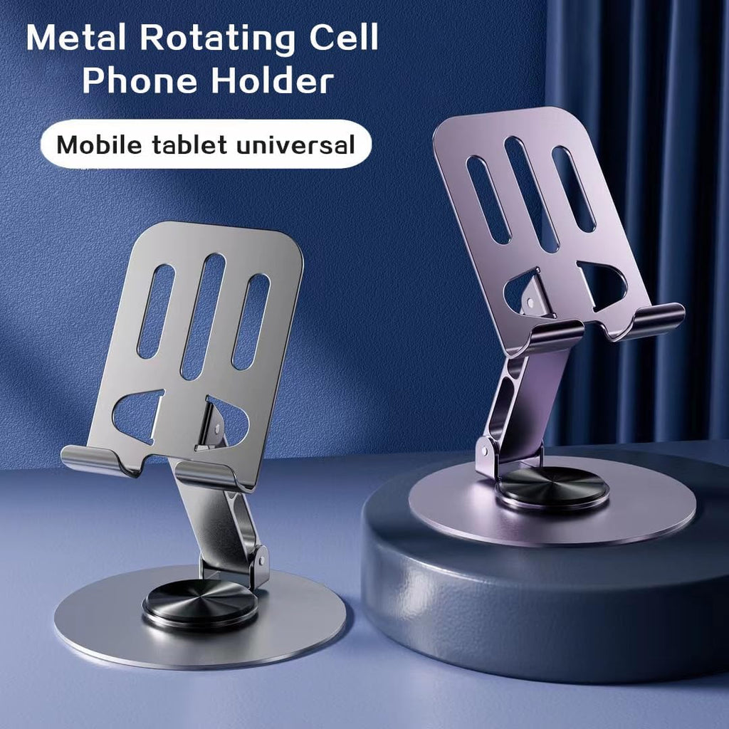 Foldable Cell Phone Stand – Adjustable & Rotatable Metal Holder